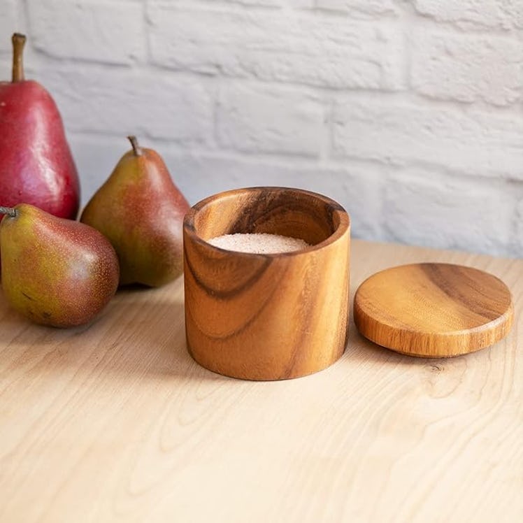 Villa Acacia Wood Salt Pot