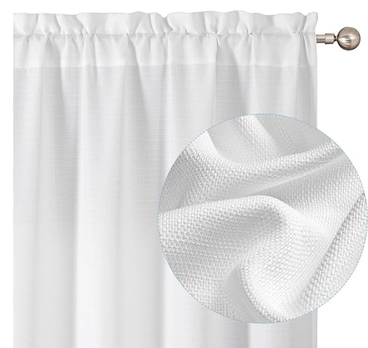 Chyhomenyc Faux Linen Curtains (2-Panels)