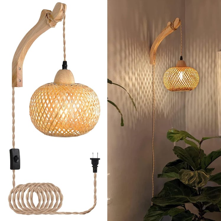 Frideko Bamboo Lantern Plug in Wall Sconces