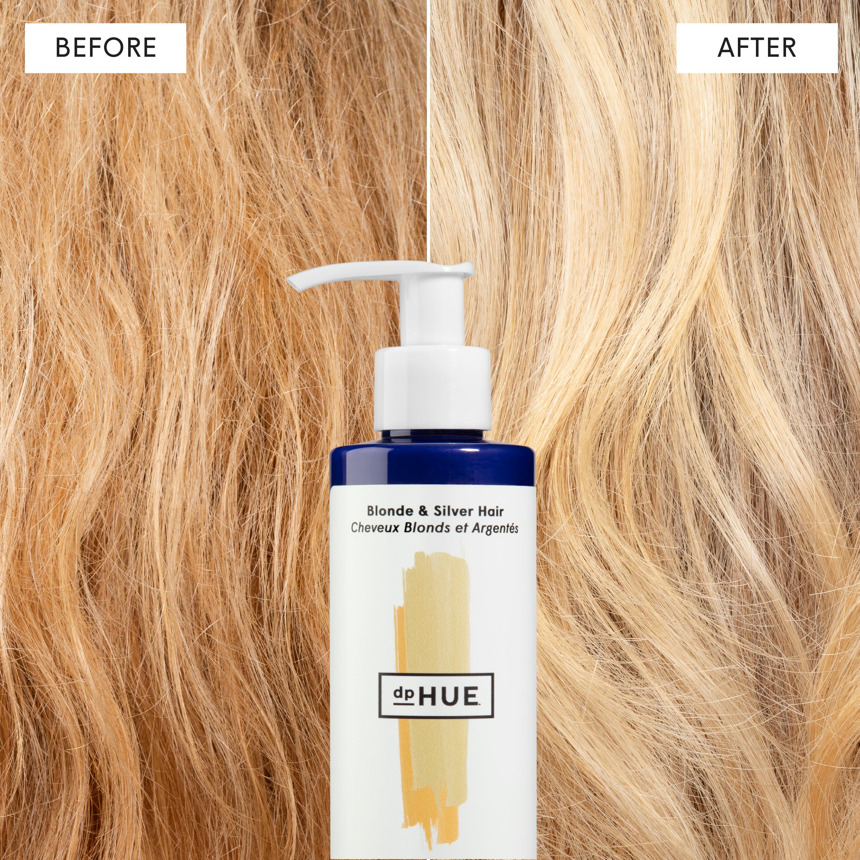The dpHUE Gloss+ Toning Purple Neutralizer is perfect for blonde or silver hair.
