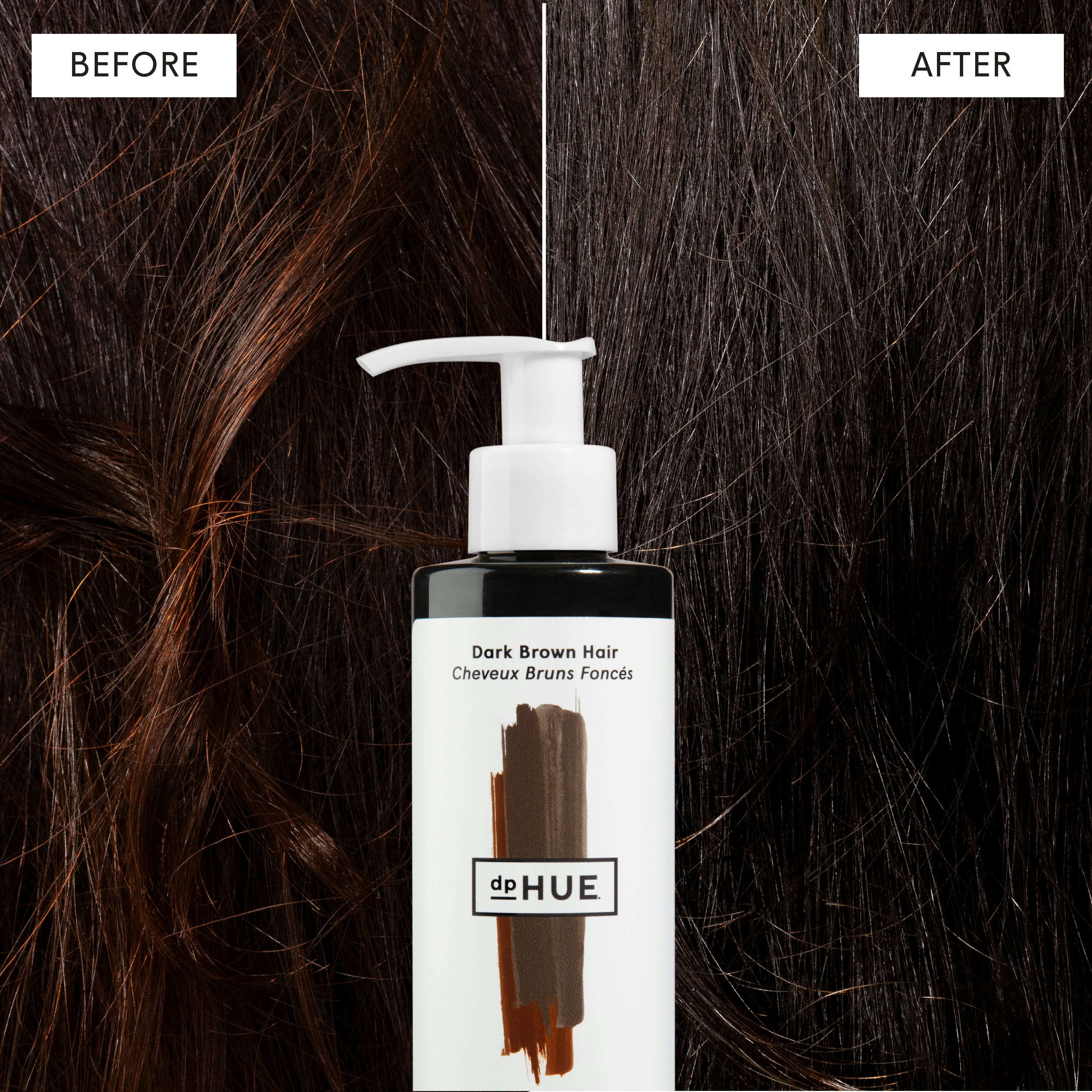 The dpHUE Gloss+ Toning Green Neutralizer is perfect for dark brown hair.