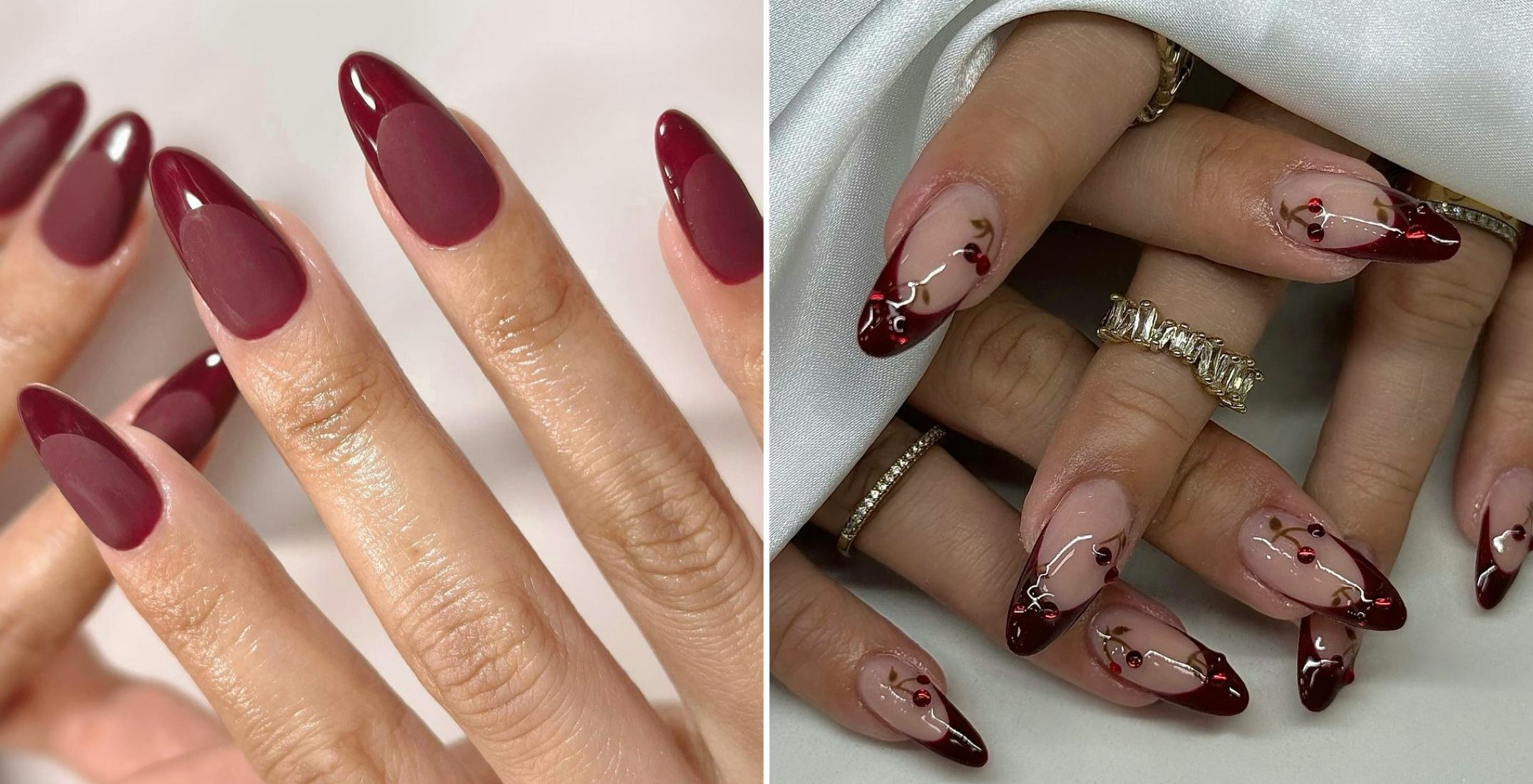Maroon 3D Glow Nails for Fall Magic