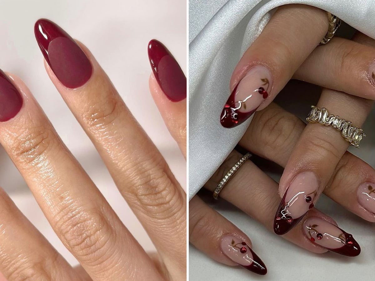 Maroon 3D Glow Nails for Fall Magic