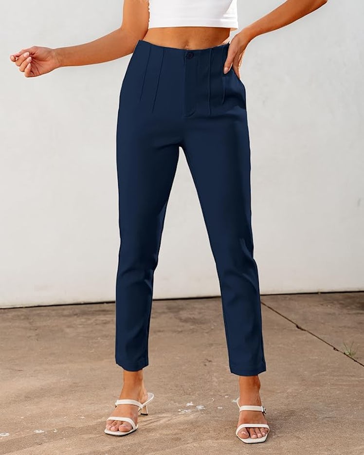 GRAPENT Cropped Pleated Pants