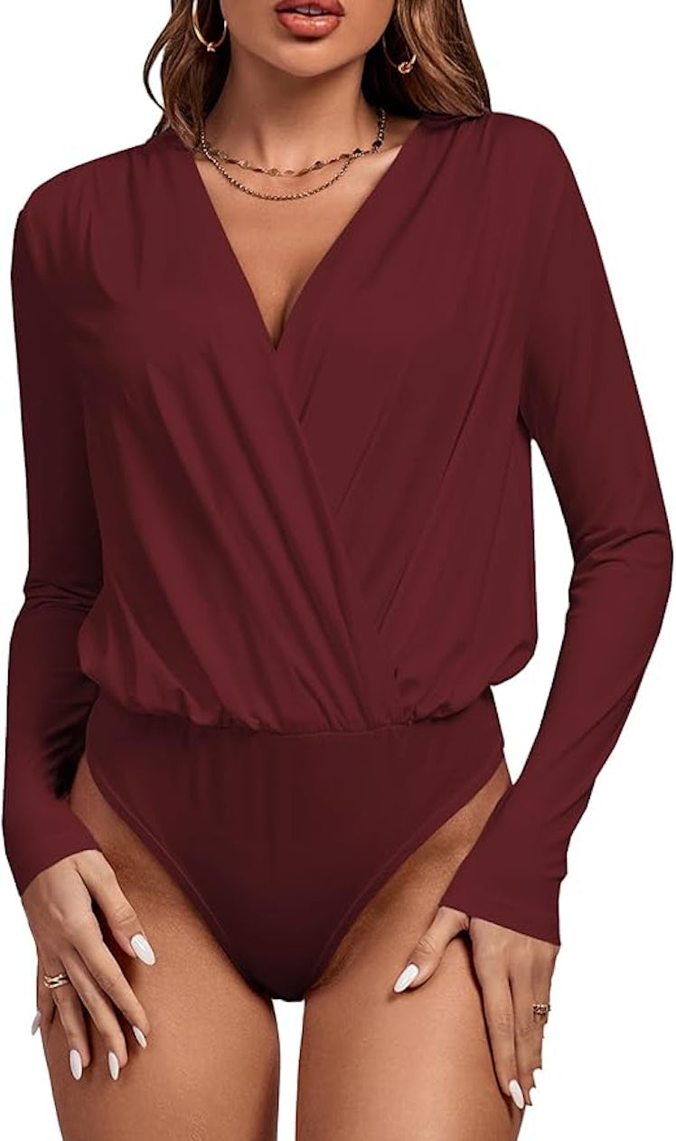 Vrtige V-Neck Wrap Bodysuit 