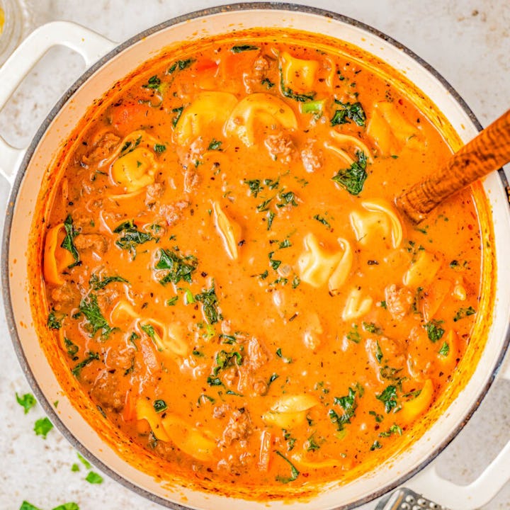 Sausage Tortellini Soup, an easy soup recipe for cozy fall dinner