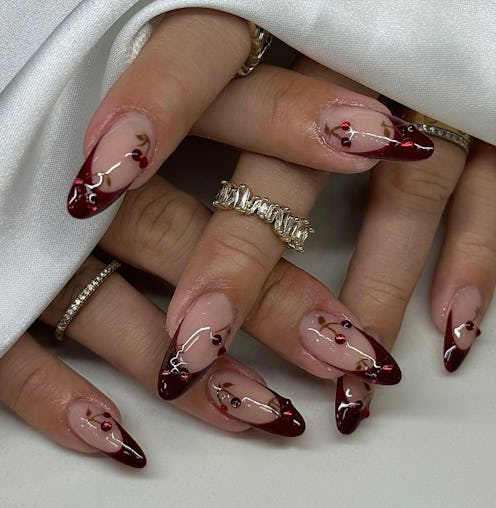 Here are 12 burgundy nail art art ideas for a "cherry mocha girl" fall.