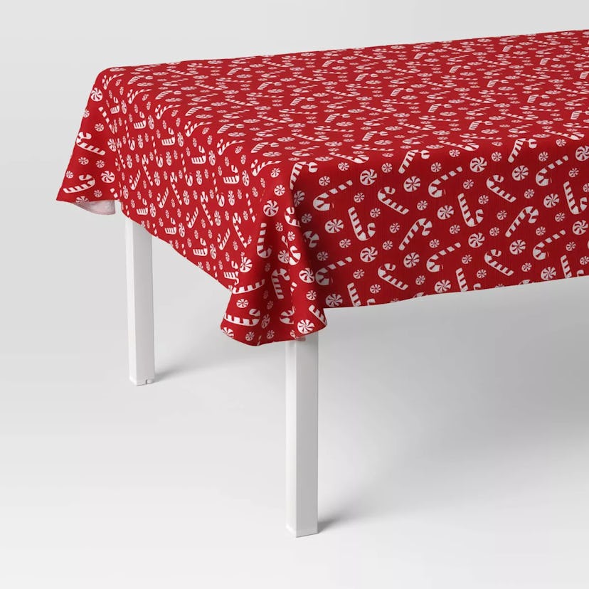 84" x 60" Christmas Peppermint Swirl Tablecloth