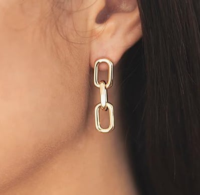 Barzel 18-Karat Gold-Plated Symmetrical Drop Chain Earrings