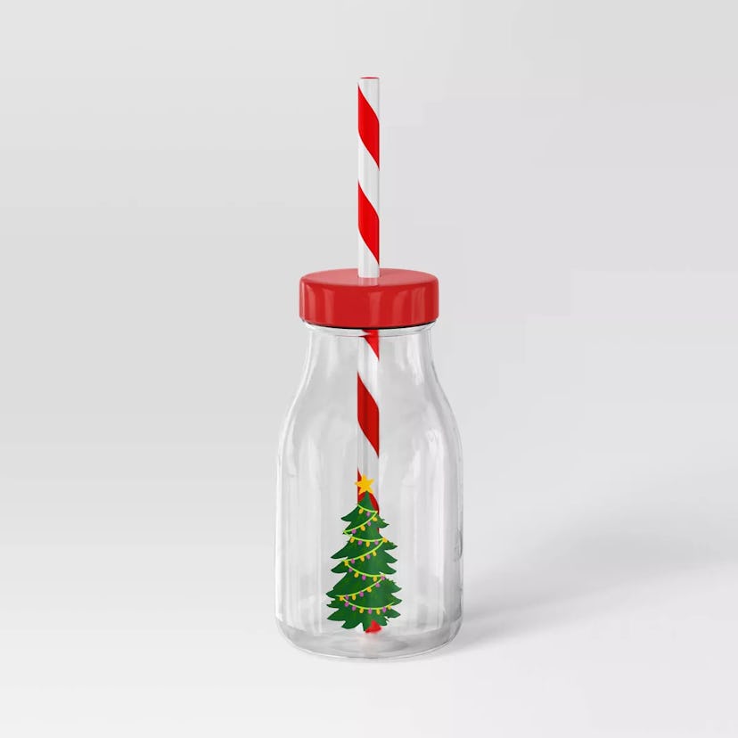 12oz Christmas Tree Tumbler With Straw