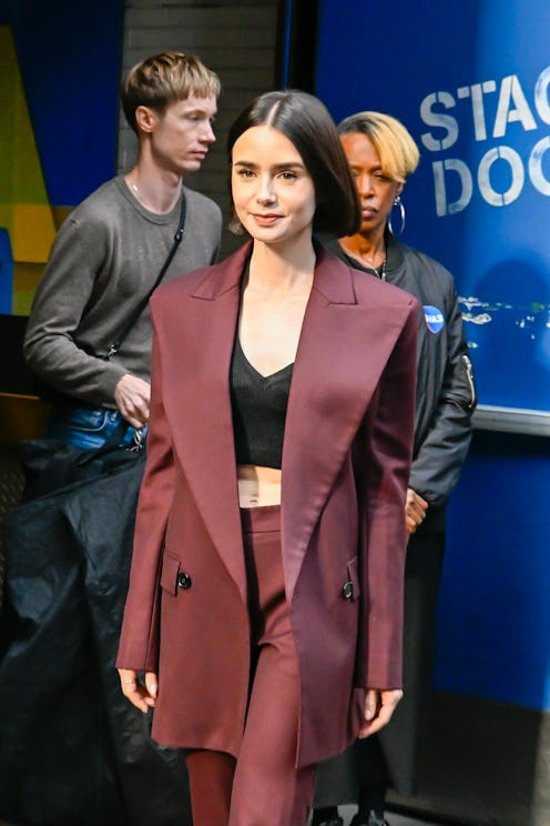 Lily Collins is seen at "Good Morning America" on September 16, 2024 in New York City.