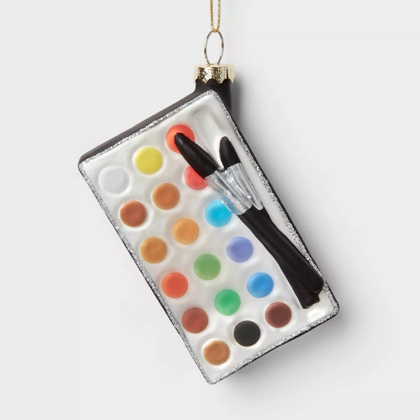 Glass Watercolor Paint Palette Christmas Ornament