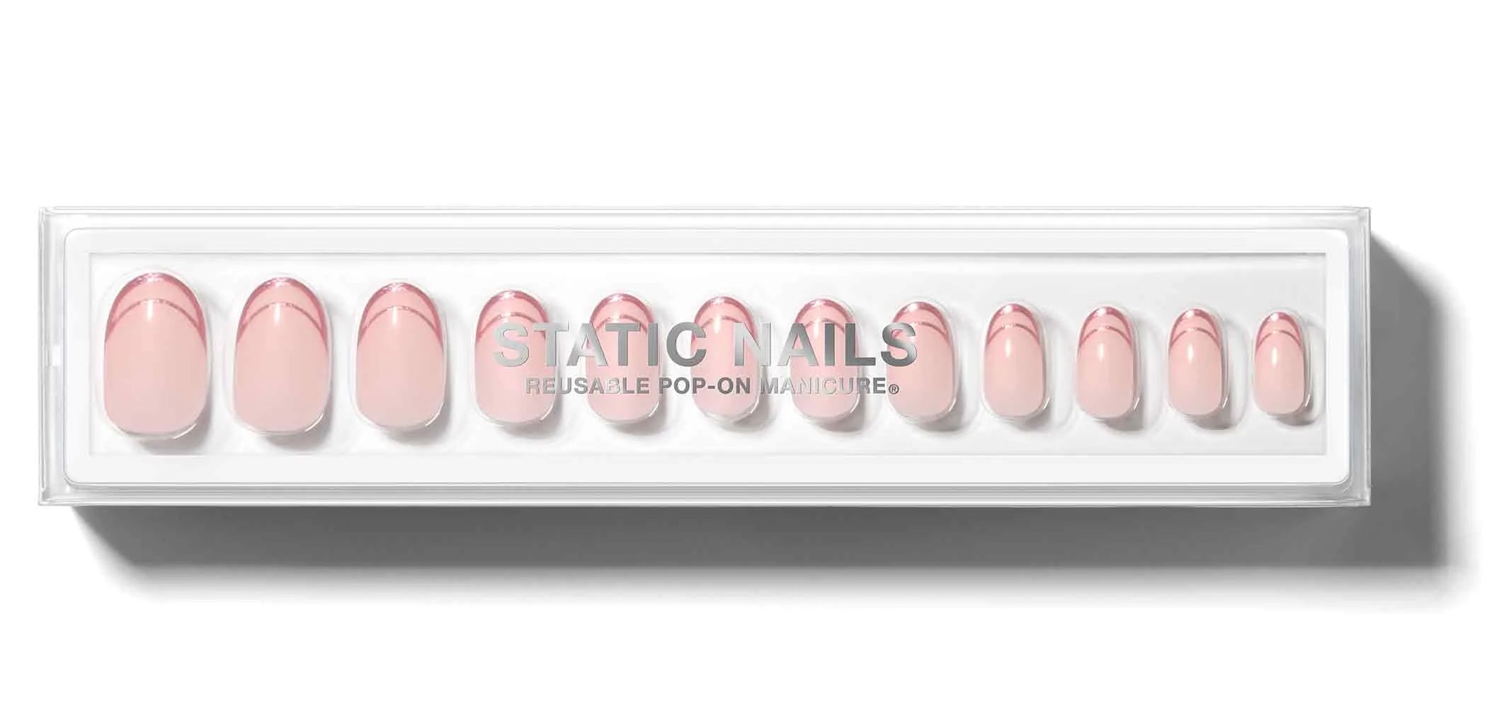 Reusable Pop-On Manicures® in Rose Gold Double French Round