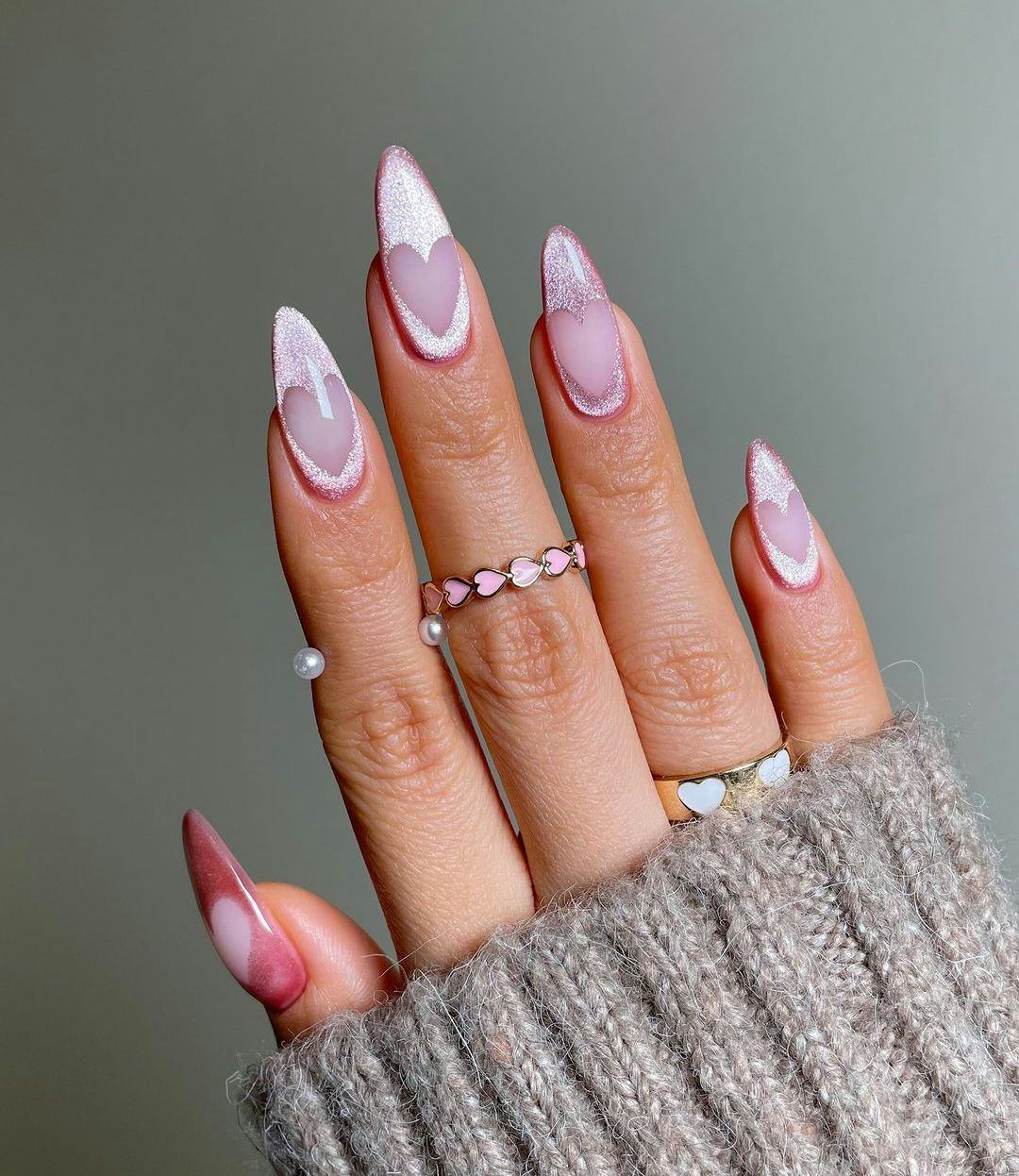 Try rose gold nails with heart-shaped cut-outs.