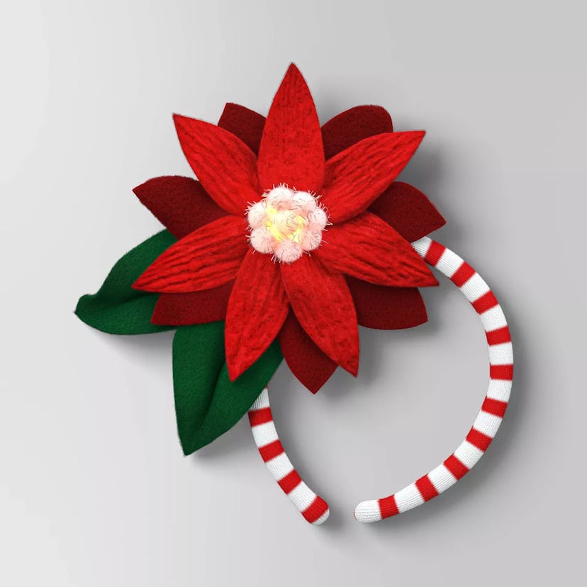 Light-Up Poinsettia Flower Headband