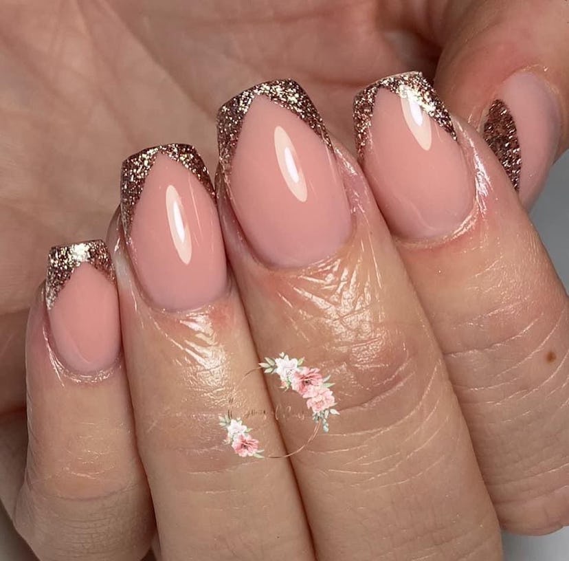 Try rose gold V-shaped French tip nails.