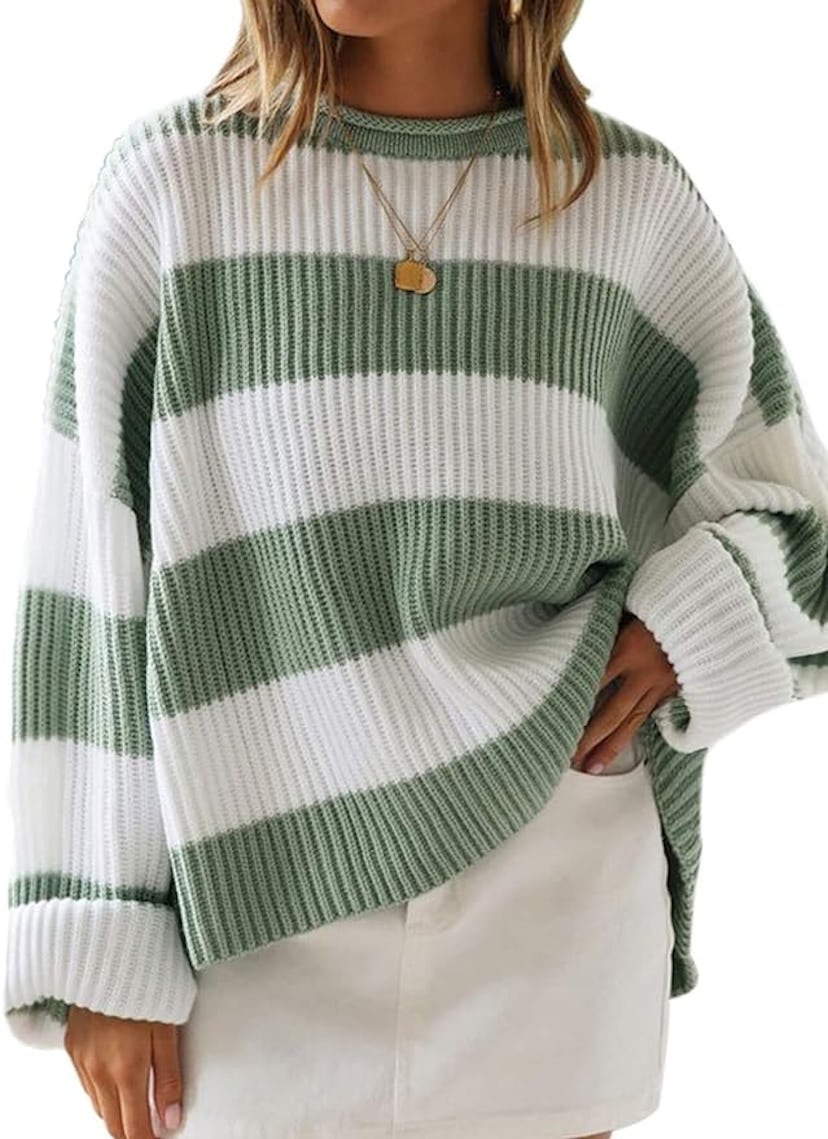 Zesica Striped Long Sleeve Crew Neck