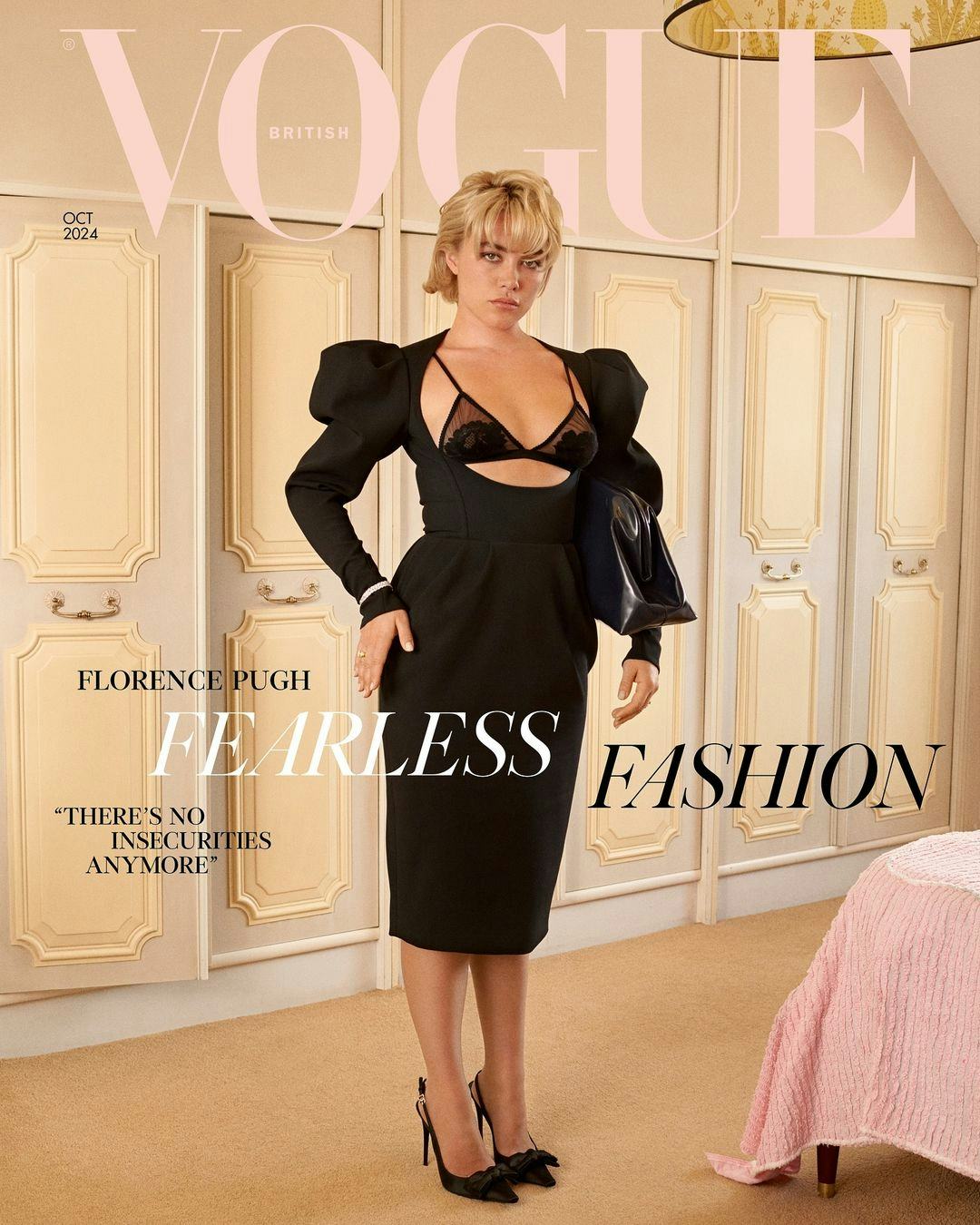 Florence Pugh on the cover of British Vogue&rsquo;s October 2024 issue.