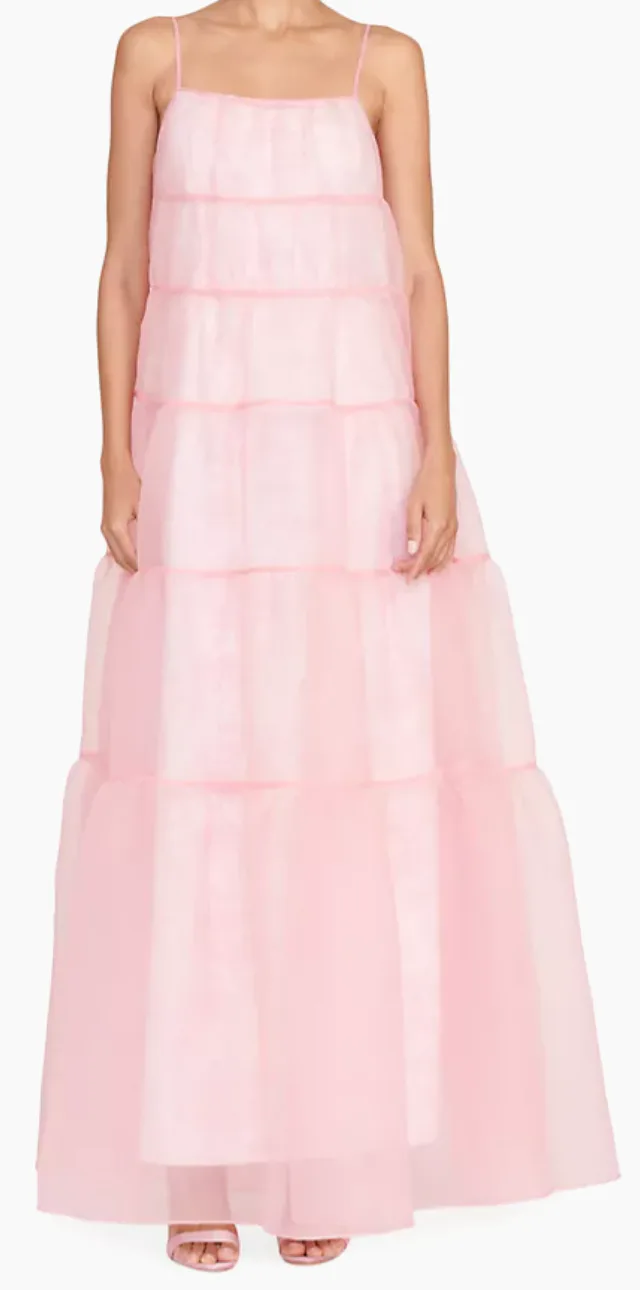 strapless open back dress A-line Pink Chiffon with Silver Lace Appliqued Long Prom Dresses with   SheerGirl