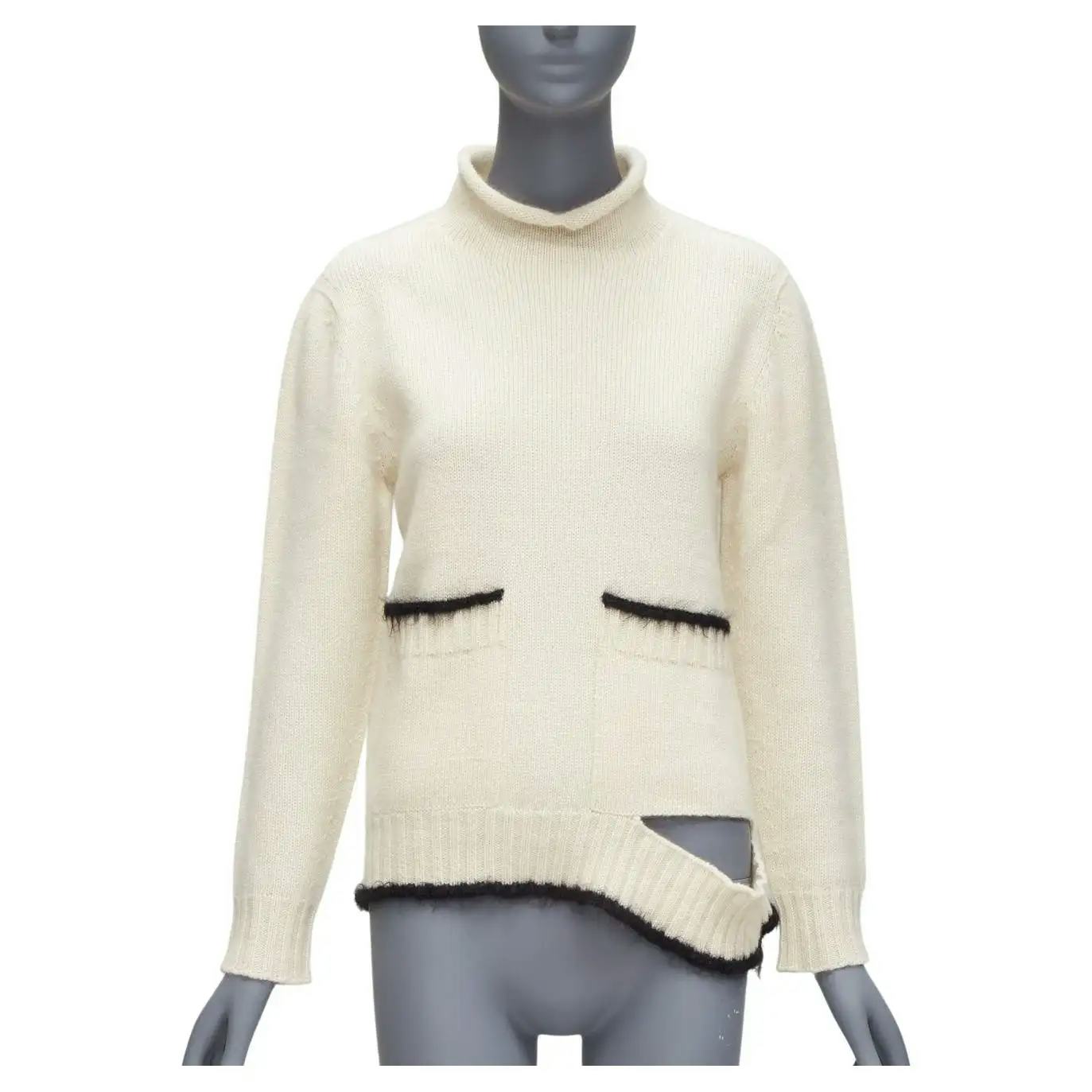 Celine Cashmere Mohair Detached Cutout Turtleneck Sweater