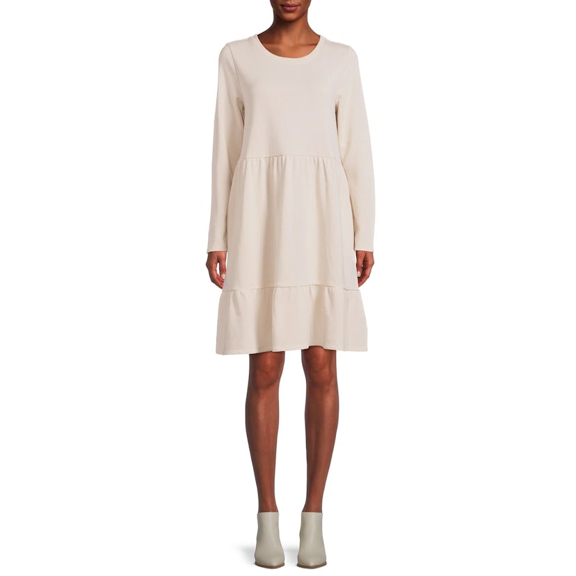 Time and Tru Women's Tiered Sweatshirt Dress