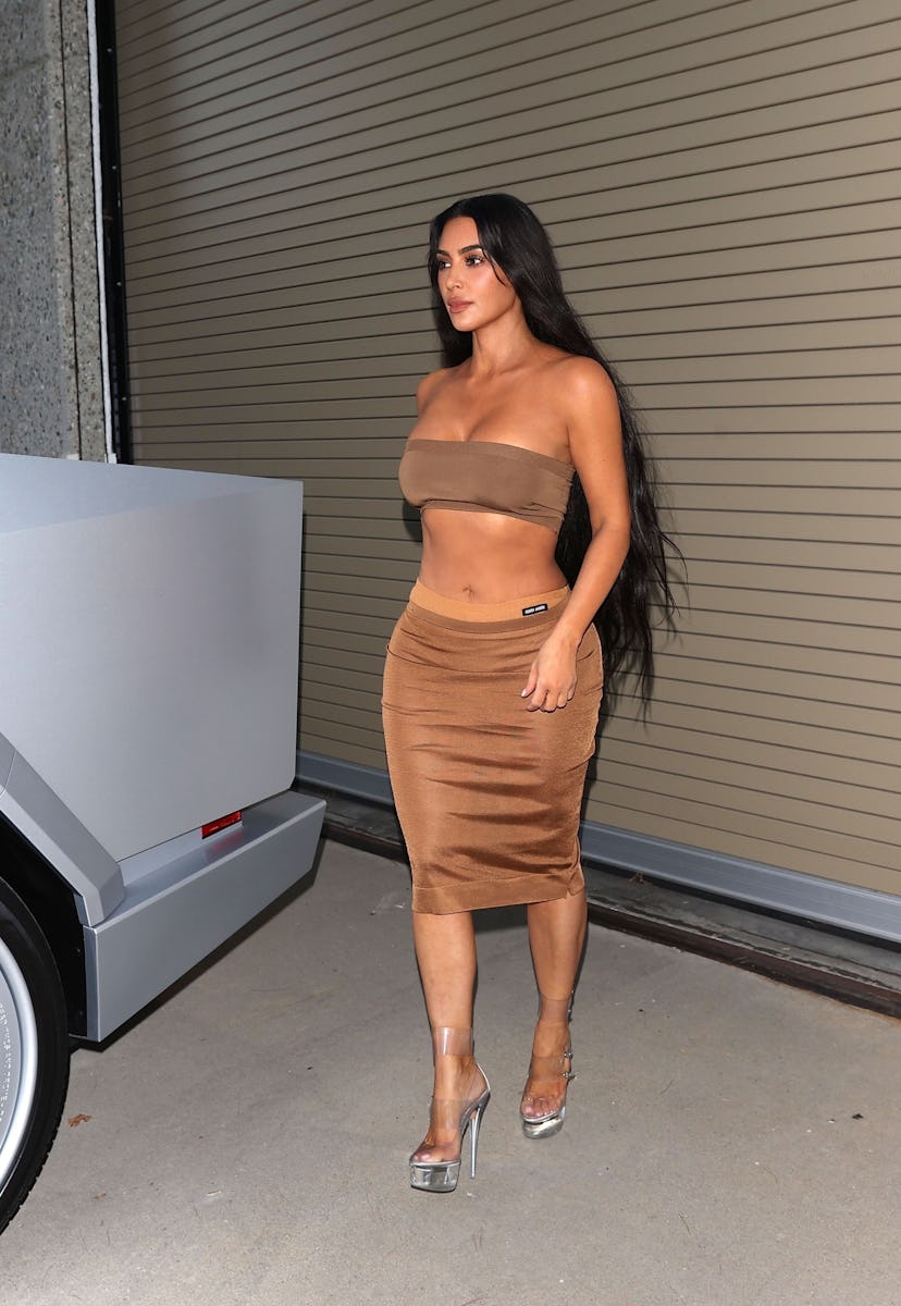 Kim Kardashian wearing Miu Miu in Calabasas.