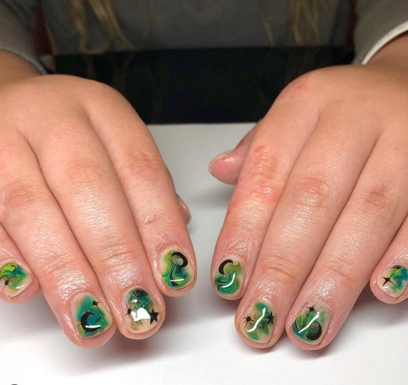 Green Halloween nails