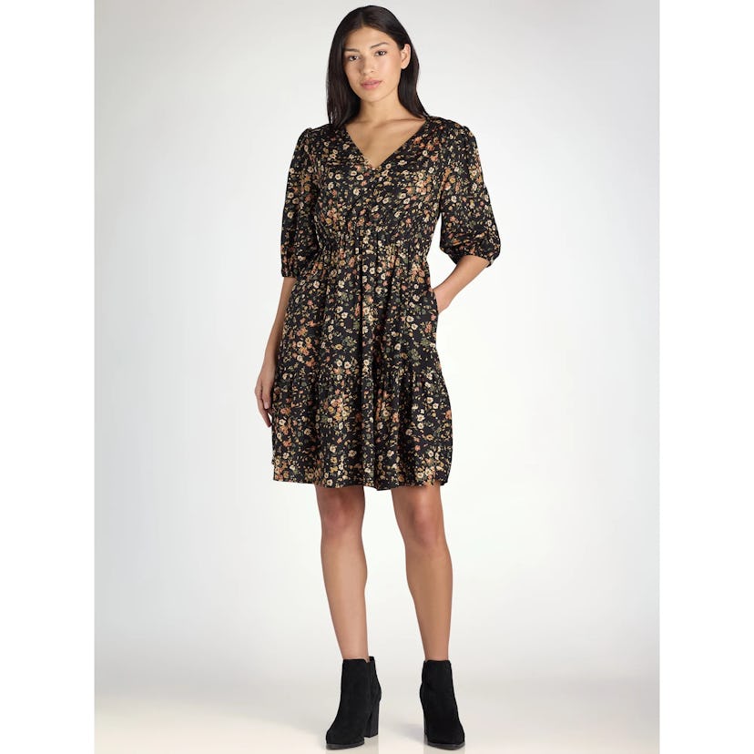 Time and True Women's Puff Sleeve Mini Dress 