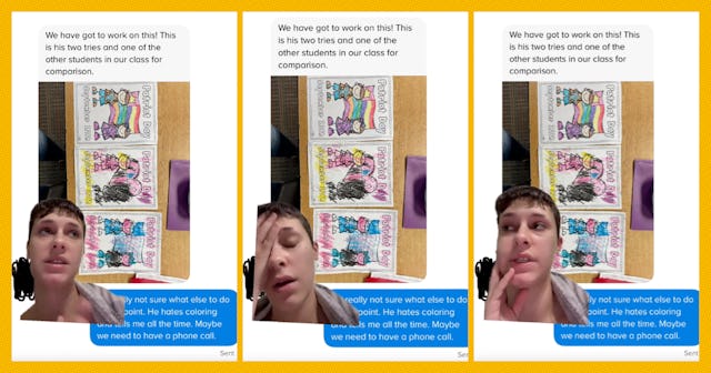 A triptych of images featuring a young person in a video chat, discussing class assignments with col...