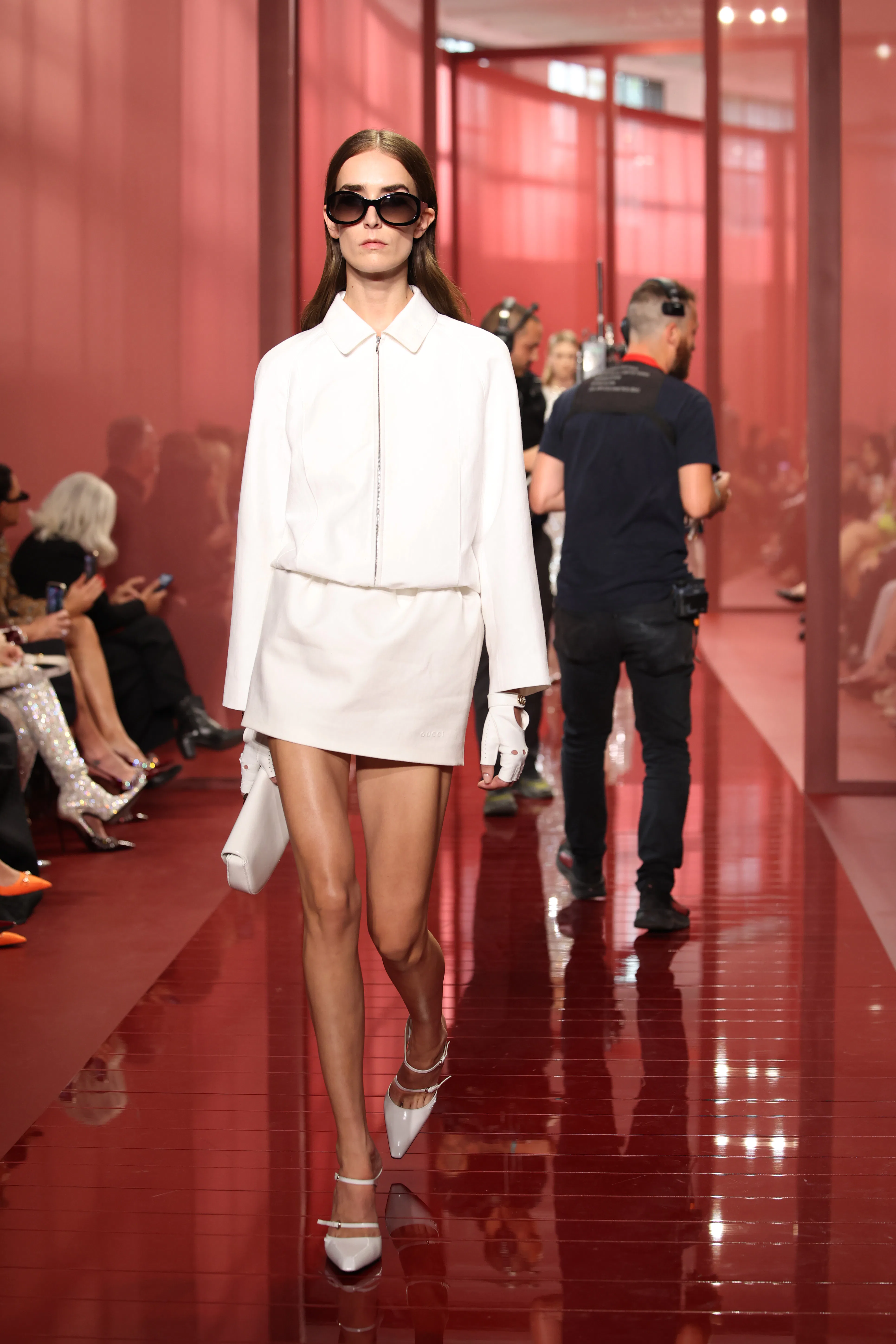A model walks the runway at the Gucci Women's Spring Summer 2025 Fashion Show during the Milan Fashi...