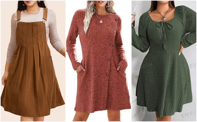 Cozy fall dresses come in many colors, fabrics, and budgets.