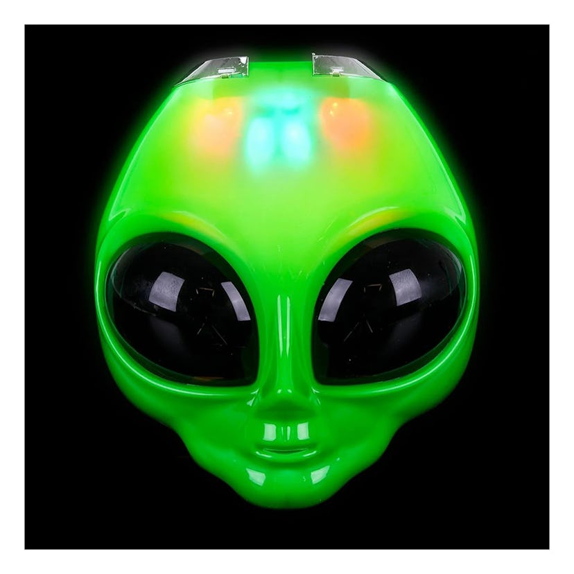 LED Light-Up Green Alien Mask