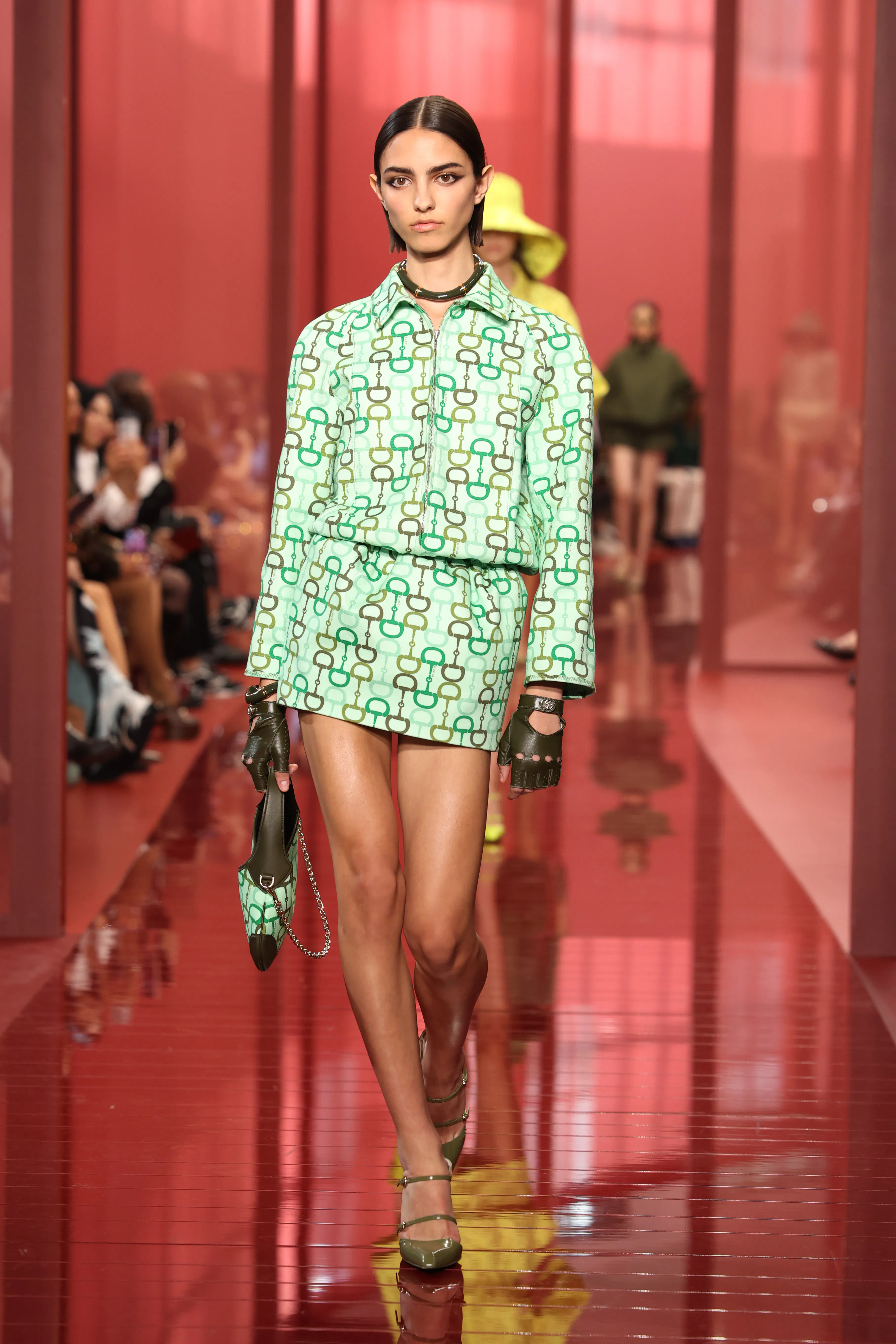 A model walks the runway at the Gucci Women's Spring Summer 2025 Fashion Show during the Milan Fashi...