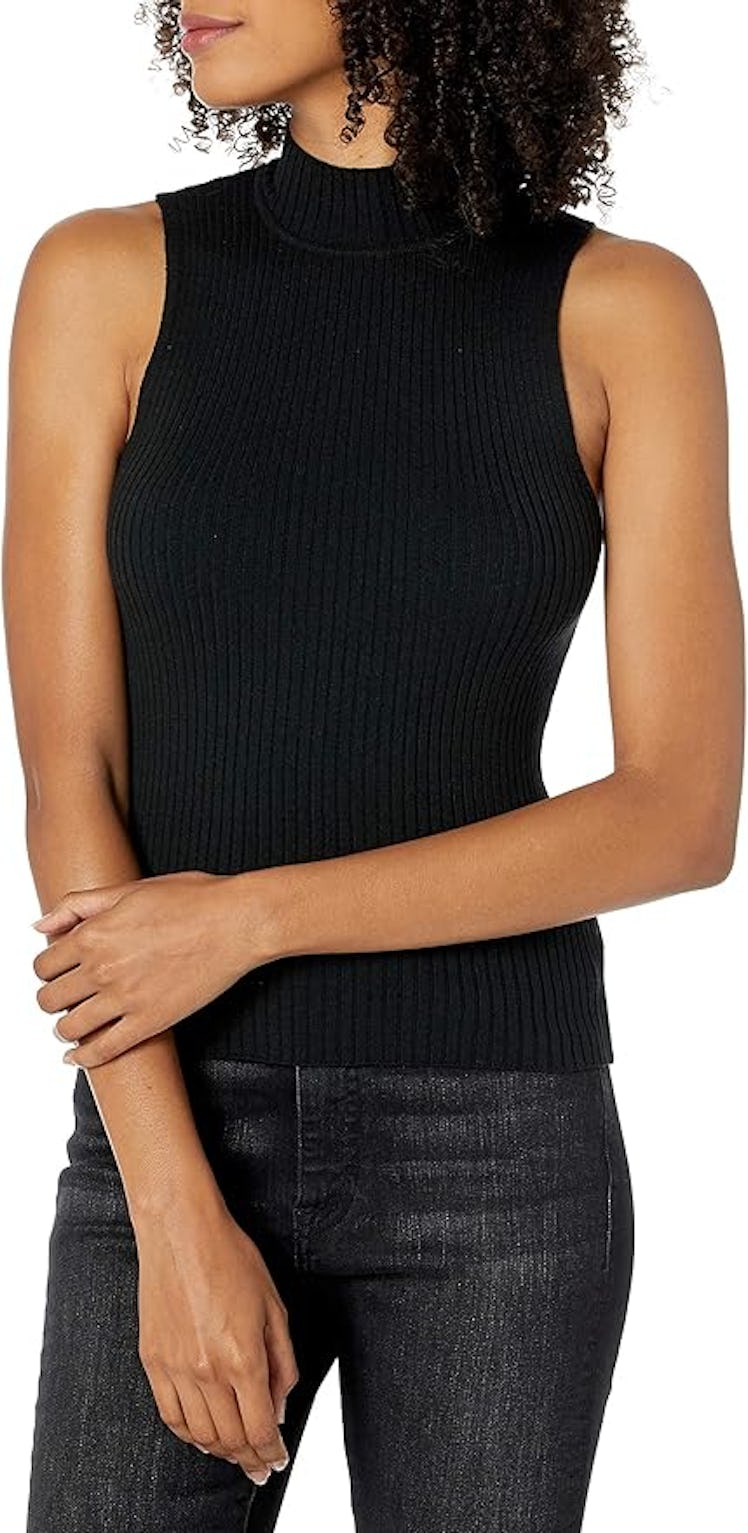 The Drop Karolina Sleeveless Ribbed Mock-Neck Sweater