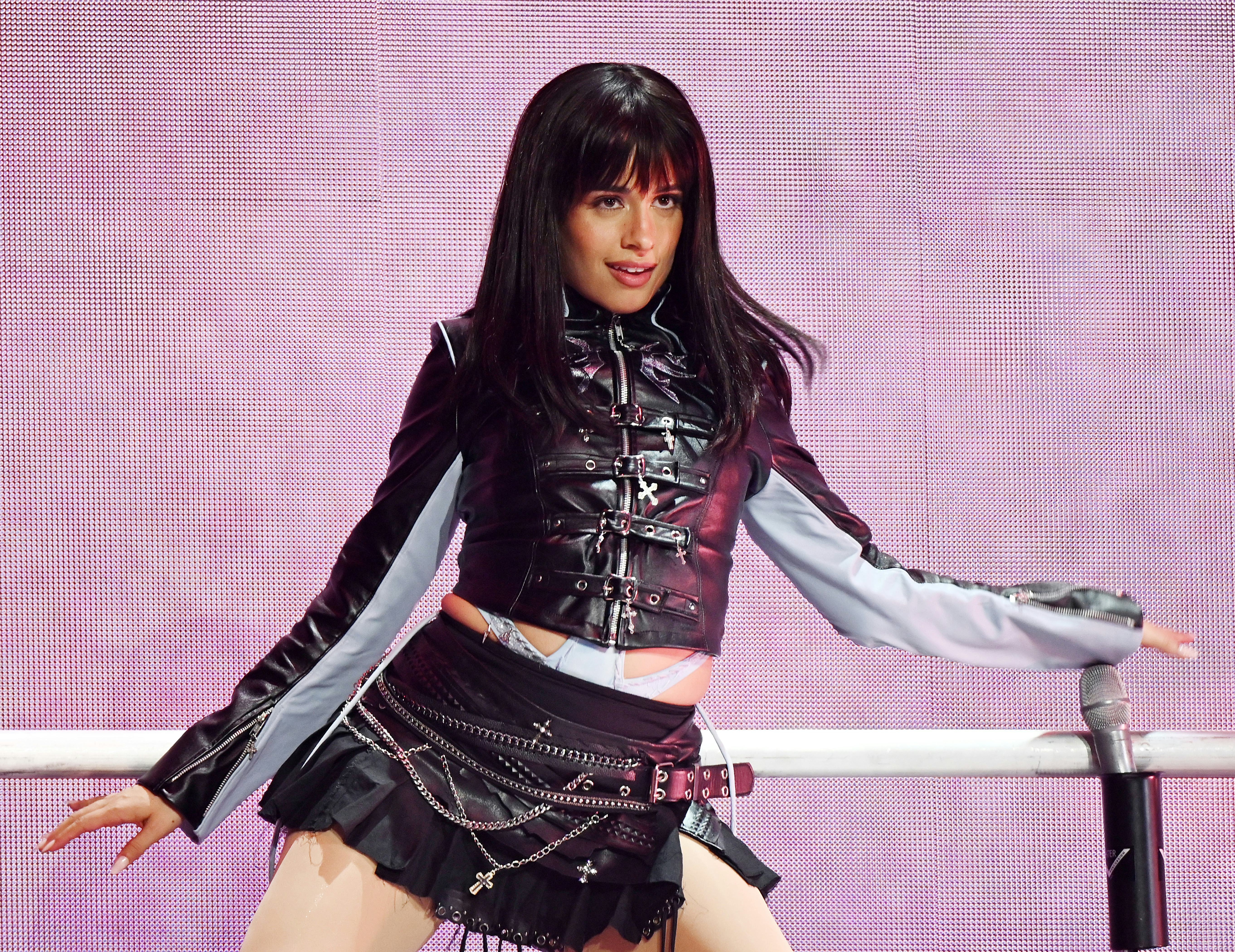 Camila Cabello wore a micro pleat skirt at the iHeartRadio Music Festival.