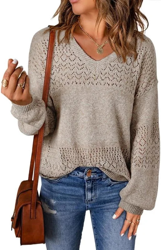 SHEWIN Lightweight Crochet Sweater
