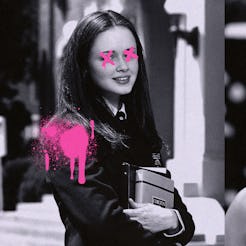 Celebrities have graffiti painted over their faces.