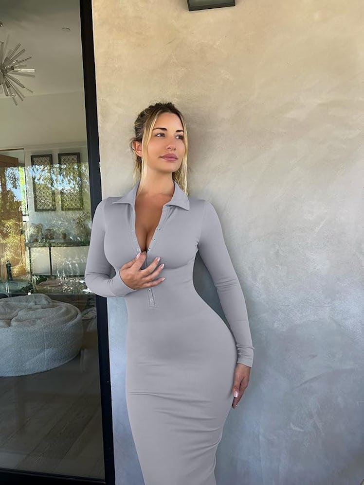 OQQ Ribbed Bodycon Dress