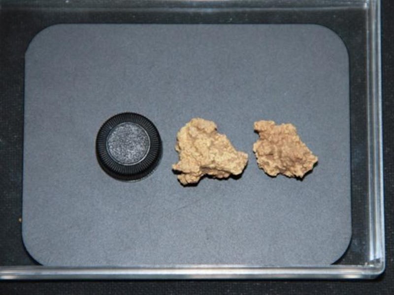 Two chunks with triangular shapes are kefir cheese discovered on 3,600 year old Tarim mummies from n...