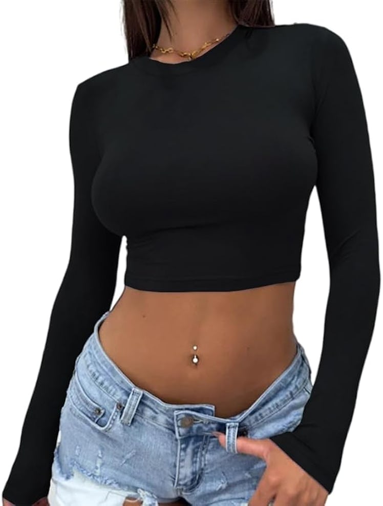 Abardsion Long Sleeve Crop Top