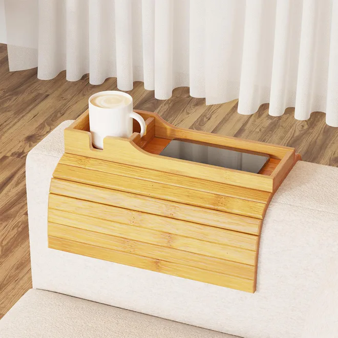 SpaceAid Bamboo Armrest Cup Holder