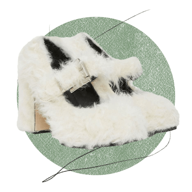 MSGM Faux-Fur Buckled Pumps