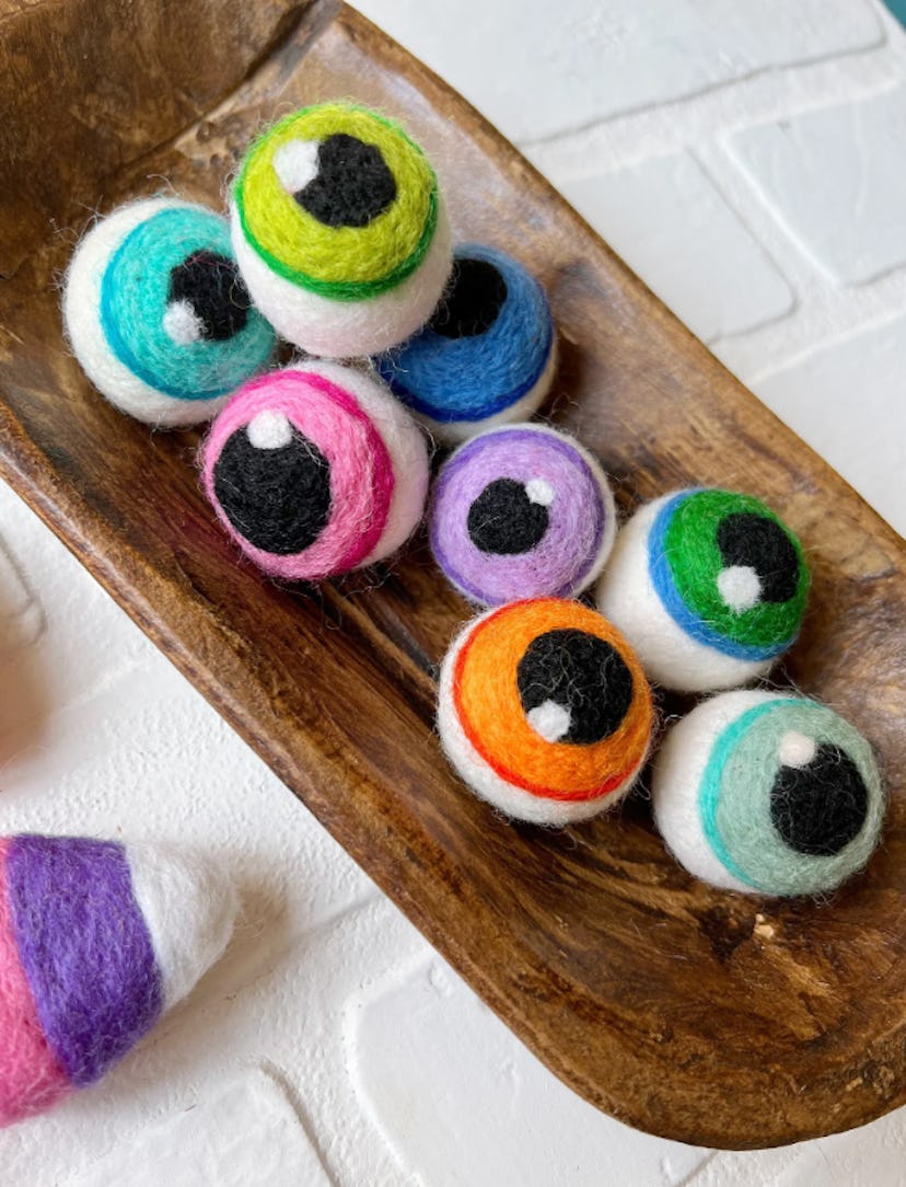 Felt Monster Eyeballs, 10 ct., cheap reusable Halloween decor