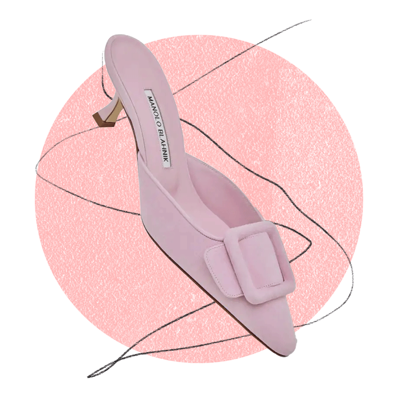 Maysale Pink Suede Buckle Detail Mules