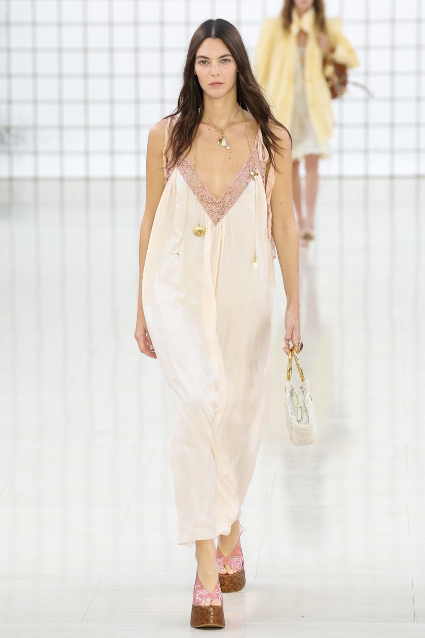 Vittoria Ceretti walks the runway during the Chloé Womenswear Spring-Summer 2025 show as part of Par...