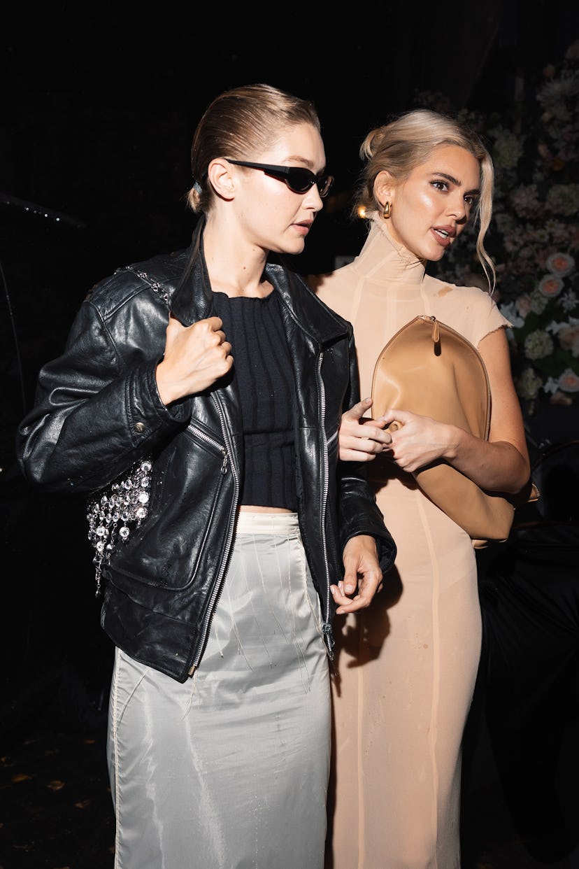 Kendall Jenner and Gigi Hadid leave Rosalia's birthday party in Paris.