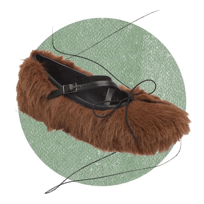 Simone Rocha Faux Fur Crisscross Strap Ballet Flat