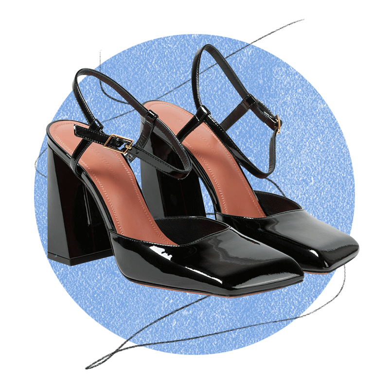 Amina Muaddi Charlotte 95 Patent Leather Pumps