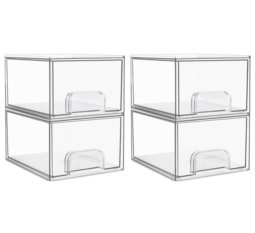 Vtopmart Clear Stackable Storage Drawers (4-Pack)