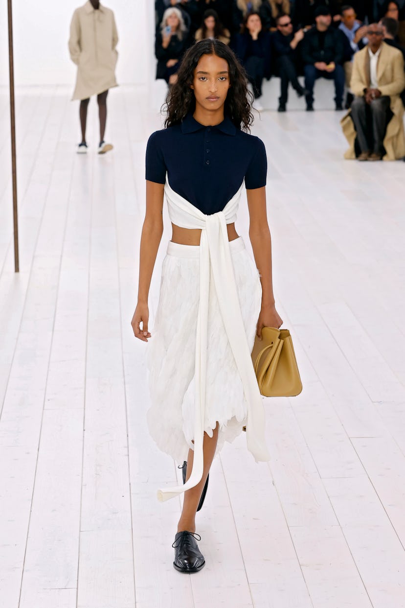 A model walks the runway during the Loewe Paris Womenswear Spring-Summer 2025 show as part of Paris ...